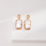 Gembea Jewelry Rectangular Baroque Pearl Drop Earrings