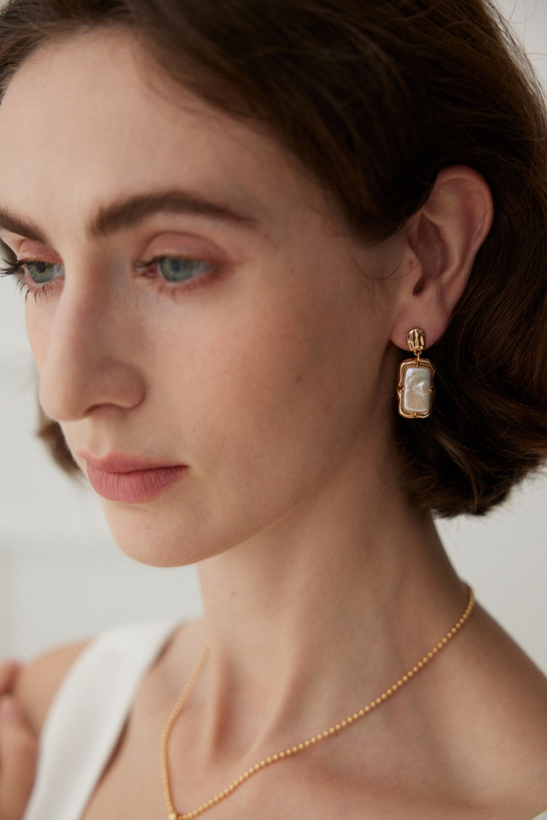 Gembea Jewelry Rectangular Baroque Pearl Drop Earrings