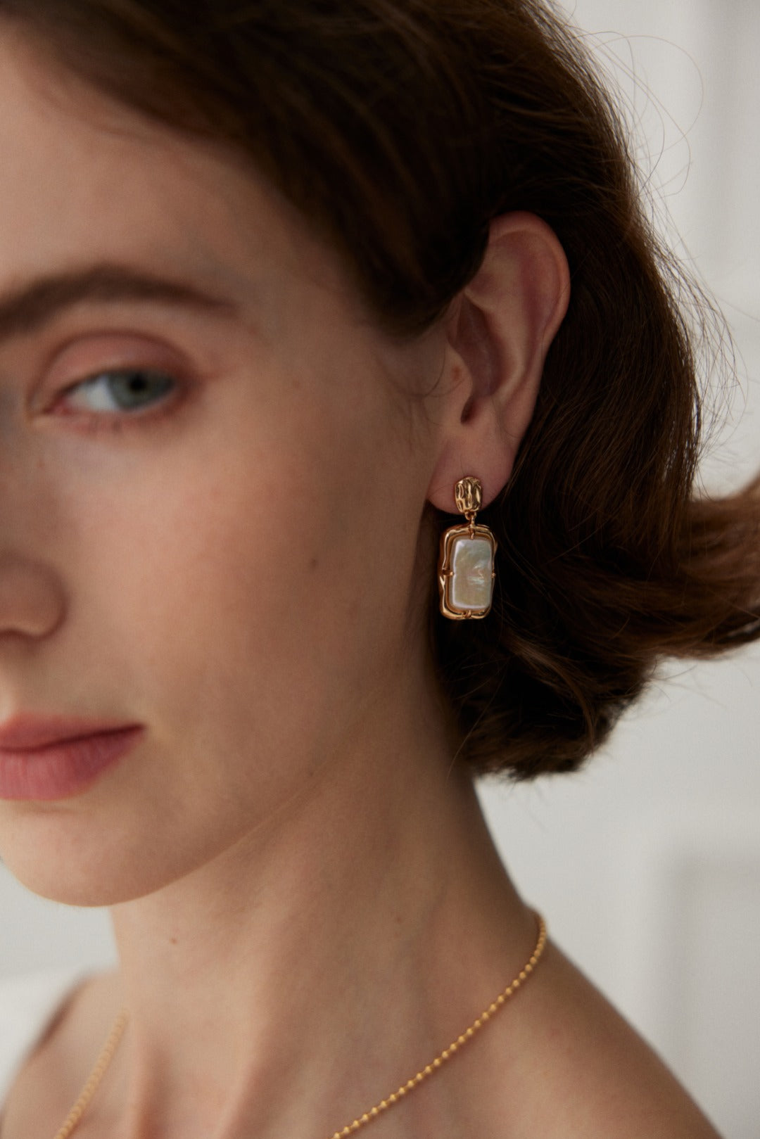 Gembea Jewelry Rectangular Baroque Pearl Drop Earrings