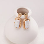 Gembea Jewelry Rectangular Baroque Pearl Drop Earrings