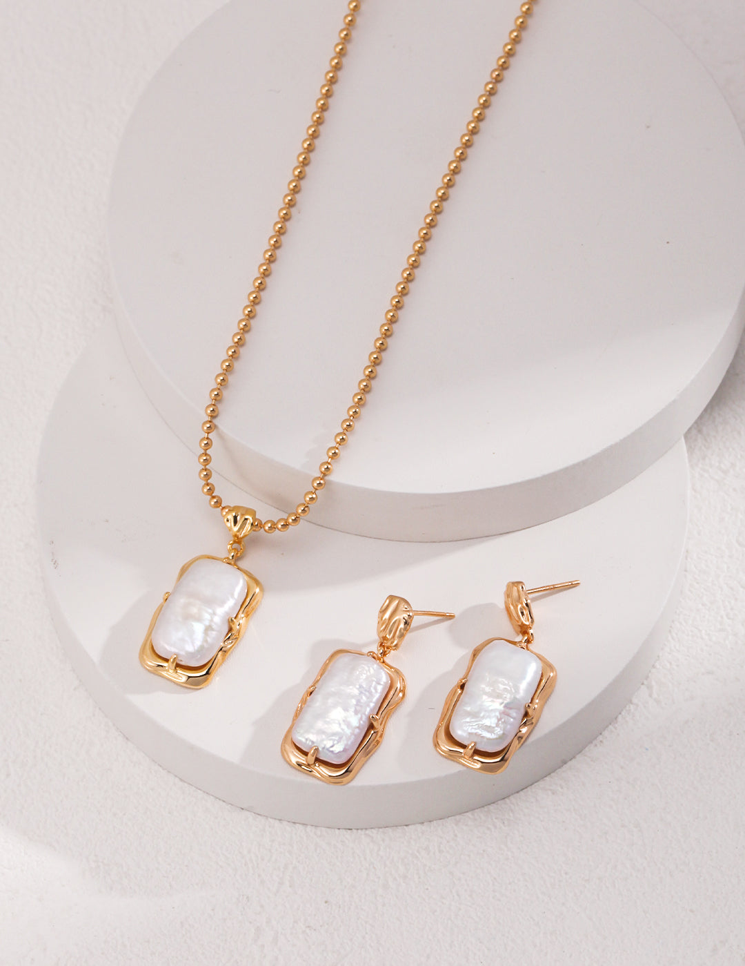 Gembea Jewelry Rectangular Baroque Pearl Drop Earrings