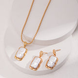 Gembea Jewelry Rectangular Baroque Pearl Drop Earrings