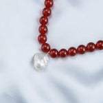Red Agate Baroque Pearl Pendant Necklace - Gembea Jewelry
