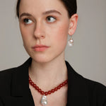 Gembea Jewelry Red Agate Baroque Pearl Pendant Necklace