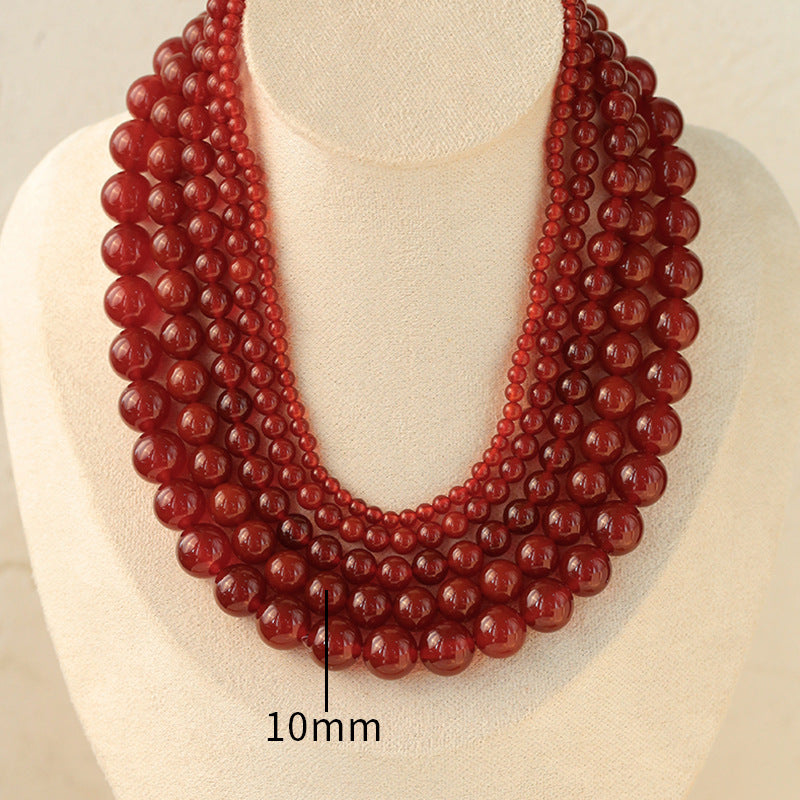 Red Agate Beaded Necklaces 4mm/6mm/8mm/10mm/12mm-Gembea Jewelry