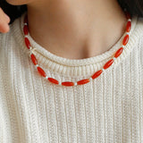 Red Agate Starfish Beaded Necklace GEMBEA JEWELRY