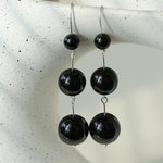 Red and Black Agate S925 Silver Hook Earrings - Gembea Jewelry