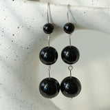Red and Black Agate S925 Silver Hook Earrings - Gembea Jewelry