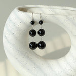 Red and Black Agate S925 Silver Hook Earrings - Gembea Jewelry