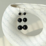 Red and Black Agate S925 Silver Hook Earrings - Gembea Jewelry