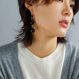 Red and Black Agate S925 Silver Hook Earrings - Gembea Jewelry