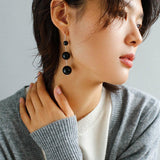 Red and Black Agate S925 Silver Hook Earrings - Gembea Jewelry