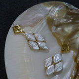 Rhombus Baroque Pearl Drop Earrings gembea jewelry