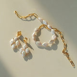 Rhombus Baroque Pearl Drop Earrings gembea jewelry