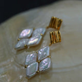 Rhombus Baroque Pearl Drop Earrings gembea jewelry