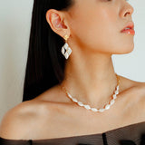 Rhombus Baroque Pearl Drop Earrings gembea jewelry