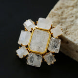 Rock Sugar White Crystal Brooch gembea jewelry