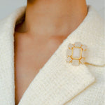 Rock Sugar White Crystal Brooch gembea jewelry