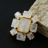 Rock Sugar White Crystal Brooch gembea jewelry