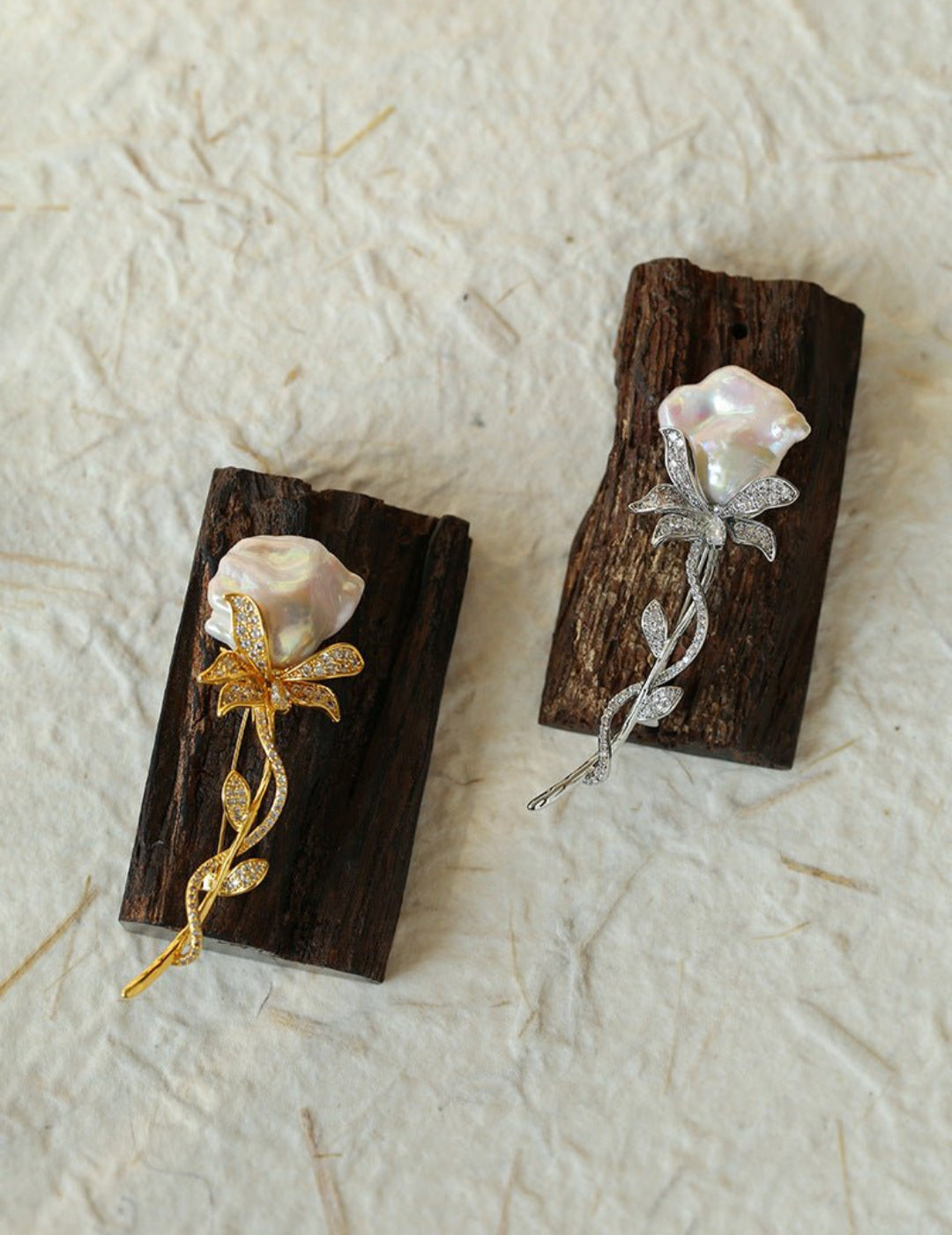 Rose Flower Baroque Pearl Brooch gembea jewelry