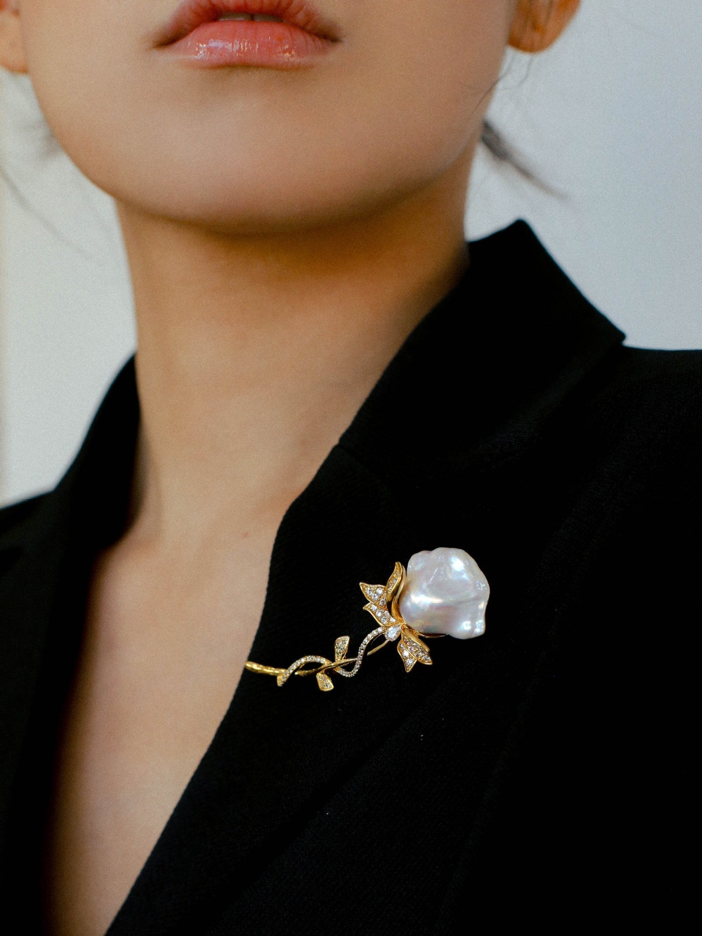 Rose Flower Baroque Pearl Brooch gembea jewelry