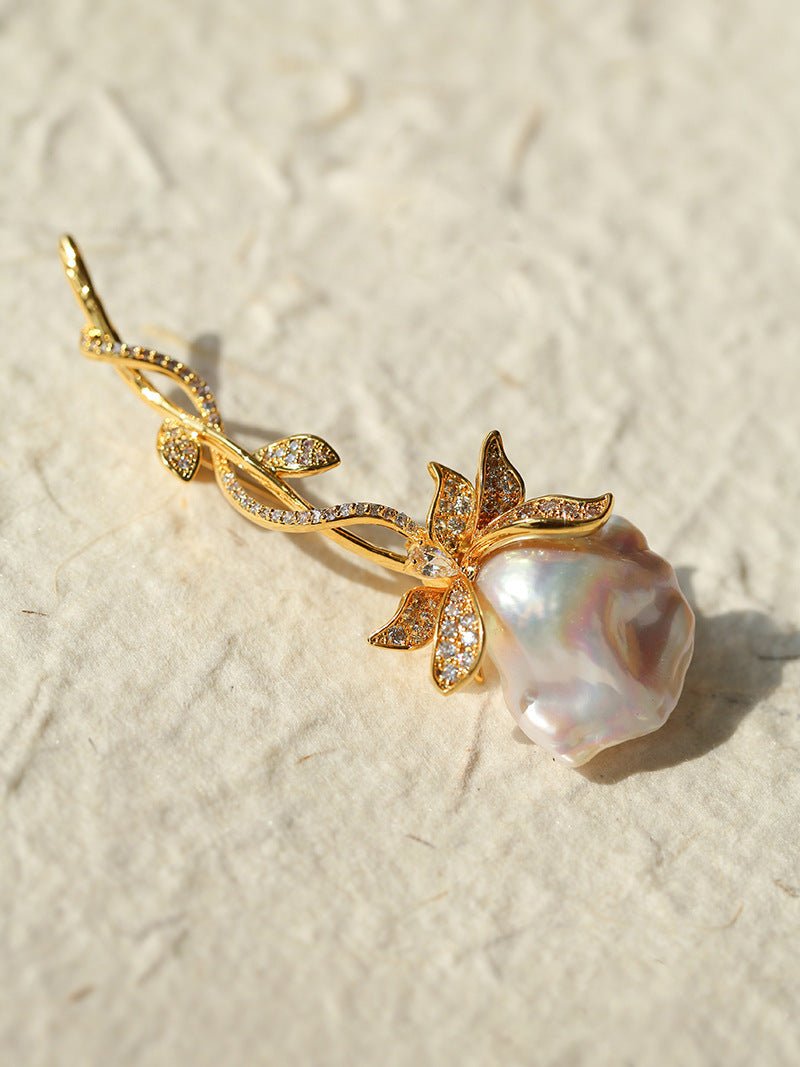 Rose Flower Baroque Pearl Brooch gembea jewelry