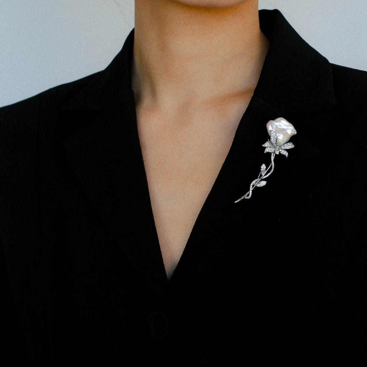 Rose Flower Baroque Pearl Brooch gembea jewelry