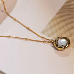 Round Baroque Pearl Pendant Chain Necklace gembea jewelry