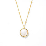 Round Baroque Pearl Pendant Chain Necklace gembea jewelry