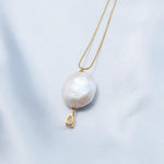 Round Baroque Pendant Chain Pearl Necklace - Gembea Jewelry