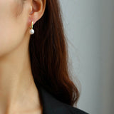 Round Baroque Pearl Square Hoops Earrings gembea jewelry