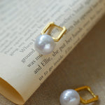 Round Baroque Pearl Square Hoops Earrings gembea jewelry