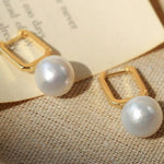 Round Baroque Pearl Square Hoops Earrings gembea jewelry