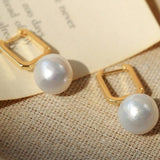 Round Baroque Pearl Square Hoops Earrings gembea jewelry