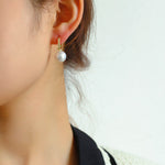 Round Baroque Pearl Square Hoops Earrings gembea jewelry