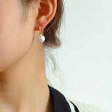 Round Baroque Pearl Square Hoops Earrings gembea jewelry