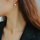 Round Baroque Pearl Square Hoops Earrings gembea jewelry
