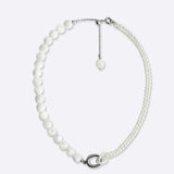 Round Buckle Rice Pearl White Shell Necklace gembea jewelry