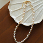 Round Freshwater Pearl Strand Choker Necklace gembea jewelry