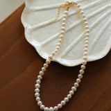 Round Freshwater Pearl Strand Choker Necklace gembea jewelry