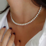 Round Freshwater Pearl Strand Choker Necklace gembea jewelry