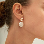 Round Pendant Baroque Pearl Earrings - Gembea Jewelry