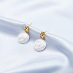 Round Pendant Baroque Pearl Earrings - Gembea Jewelry