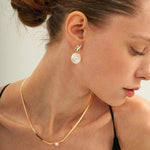 Round Pendant Baroque Pearl Earrings - Gembea Jewelry