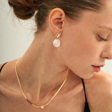 Round Pendant Baroque Pearl Earrings - Gembea Jewelry