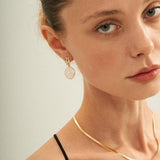 Round Pendant Baroque Pearl Earrings - Gembea Jewelry