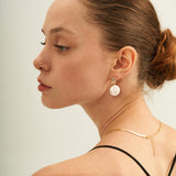 Round Pendant Baroque Pearl Earrings - Gembea Jewelry