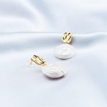 Round Pendant Baroque Pearl Earrings - Gembea Jewelry