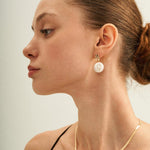 Round Pendant Baroque Pearl Earrings - Gembea Jewelry