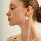 Round Pendant Baroque Pearl Earrings - Gembea Jewelry